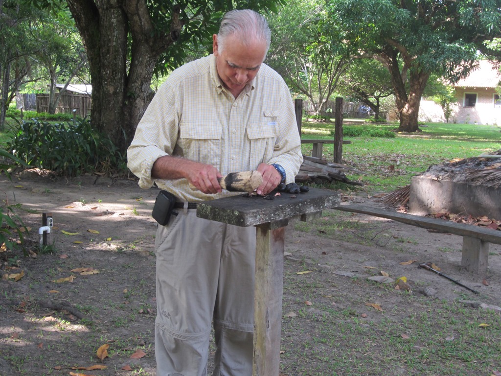 Roasting Cashew Nuts, Rock View Lodge, Guyana