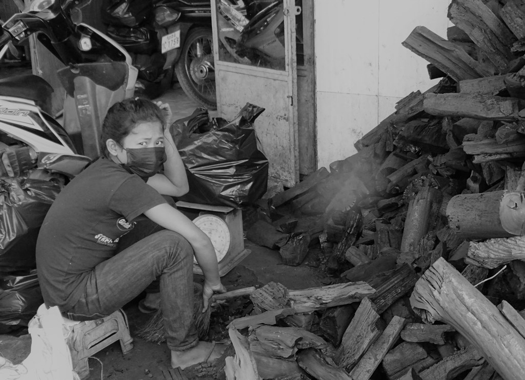 Charcoal Sales, Market, Kampong Thom, Cambodia