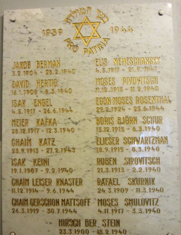 Jewish Casualties, WW II, Synagogue, Helsinki, Finland