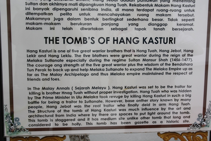 Hang Kasturi Tomb, Melaka, Malaysia