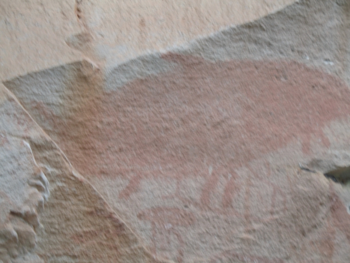 Prehistoric Cliff Paintings, Mekong River, Thailand 