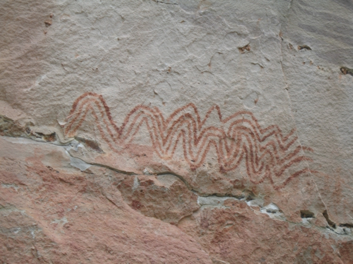 Prehistoric Cliff Paintings, Mekong River, Thailand 