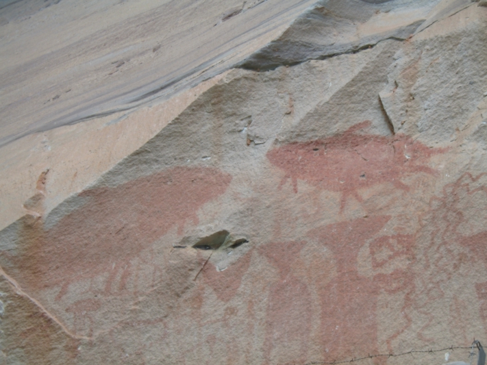 Prehistoric Cliff Paintings, Mekong River, Thailand 