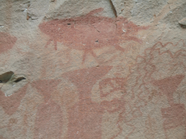 Prehistoric Cliff Paintings, Mekong River, Thailand 