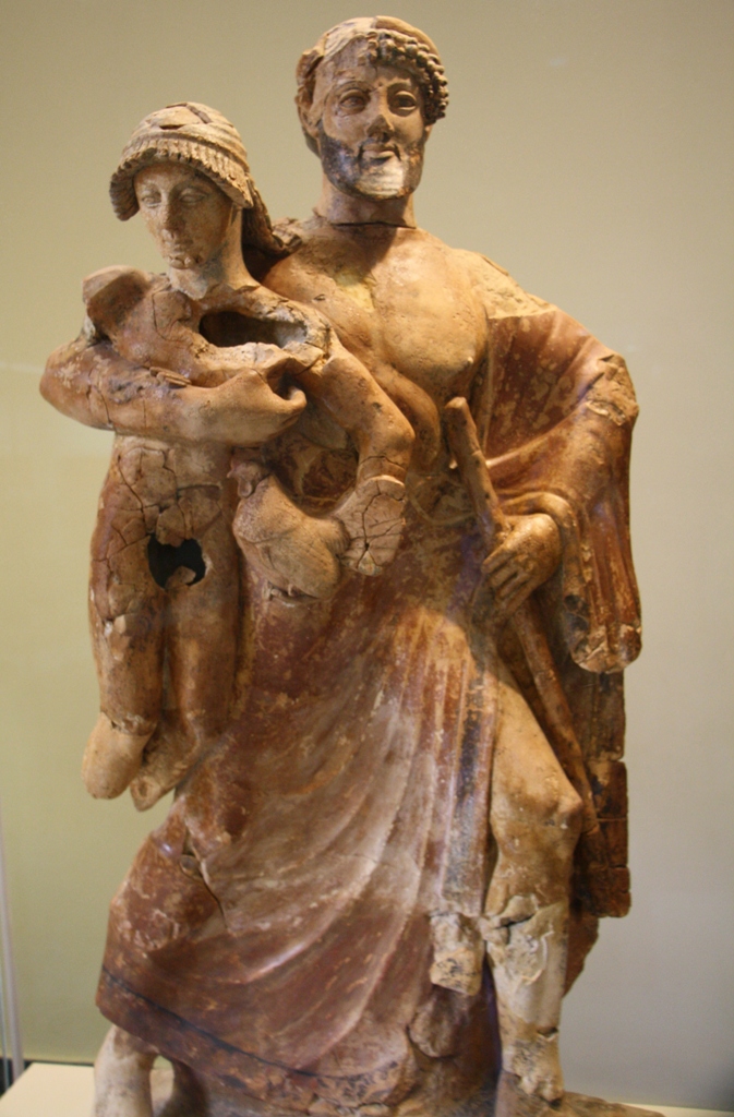 . Clay statue of Zeus carrying Ganymedes to immortality.
