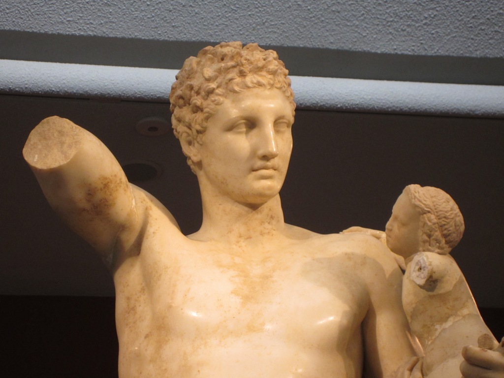 Hermes and the Infant Dionysus by  Praxiteles, Olympia, Greece