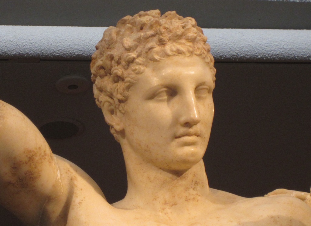 Hermes and the Infant Dionysus by  Praxiteles, Olympia, Greece