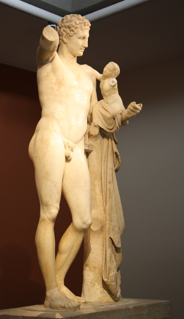 Hermes and the Infant Dionysus by  Praxiteles, Olympia, Greece