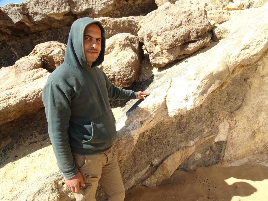 Guide Mohammed, Calcite Crystals, Crystal Mountain, Western Desert, Egypt