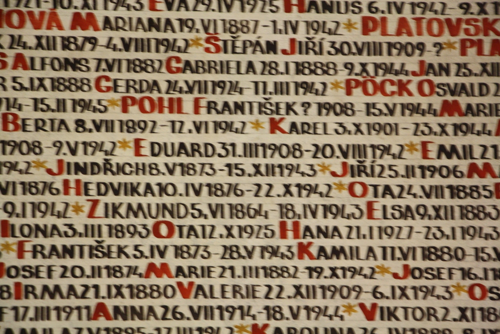 List of Names of "Disappeared" Czech Jews, Pinkas Synagogue, Prague
